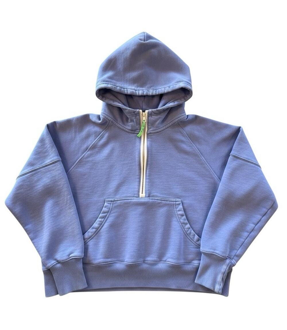 OFFLINE by Aerie Blue 1/2 Zip Hooded Pullover Fleece Hoodie Pockets Women’s M